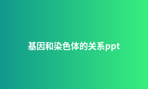 基因和染色体的关系ppt