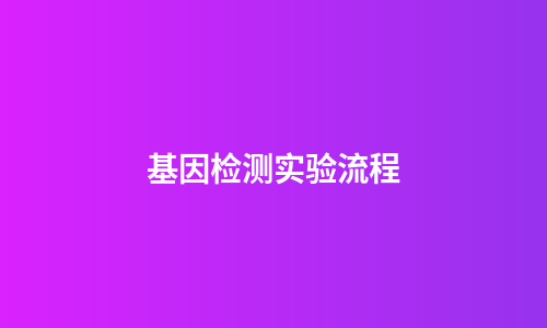 基因检测实验流程