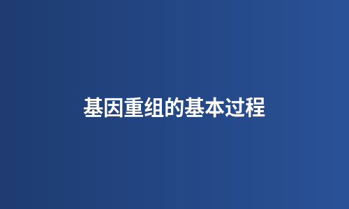 基因重组的基本过程