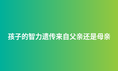孩子的智力遗传来自父亲还是母亲