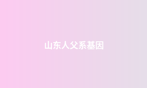 山东人父系基因