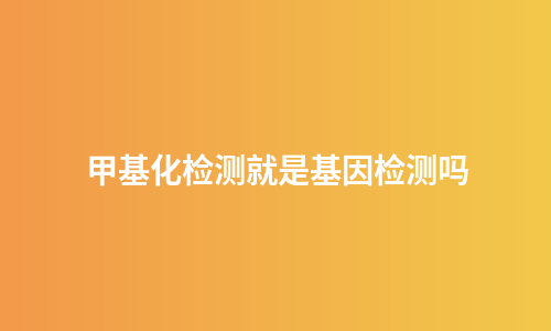 甲基化检测就是基因检测吗