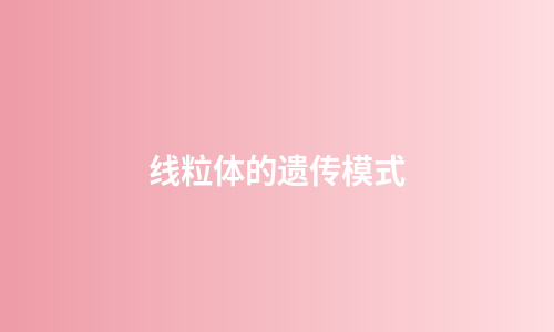 线粒体的遗传模式