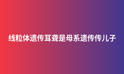 线粒体遗传耳聋是母系遗传传儿子