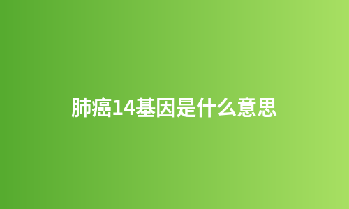 肺癌14基因是什么意思