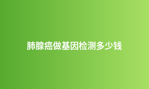 肺腺癌做基因检测多少钱