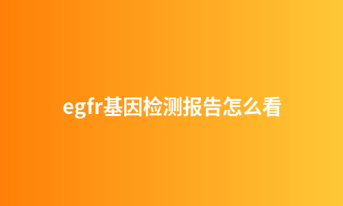 egfr基因检测报告怎么看