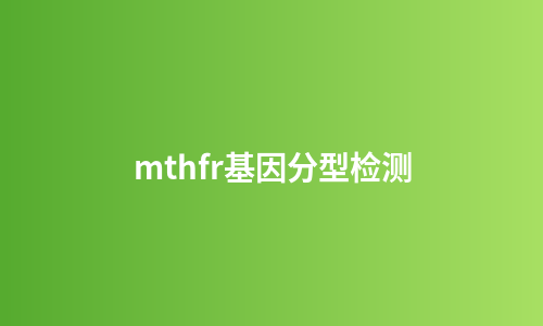 mthfr基因分型检测