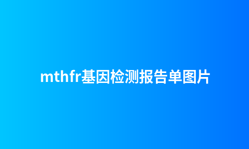 mthfr基因检测报告单图片