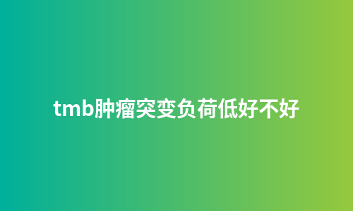 tmb肿瘤突变负荷低好不好