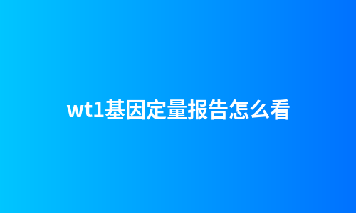 wt1基因定量报告怎么看